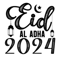 Eid al-Adha 2024 written in bold cursive text